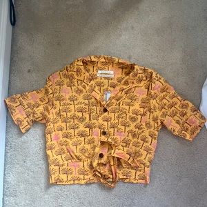 Yellow Button Down Crop